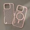 For  Pink Stars Cute Transparent TPU Case for For Iphone 16 1 12 13 14 Pro Max 11 16proMax Magnetic Wireless Charging Cover