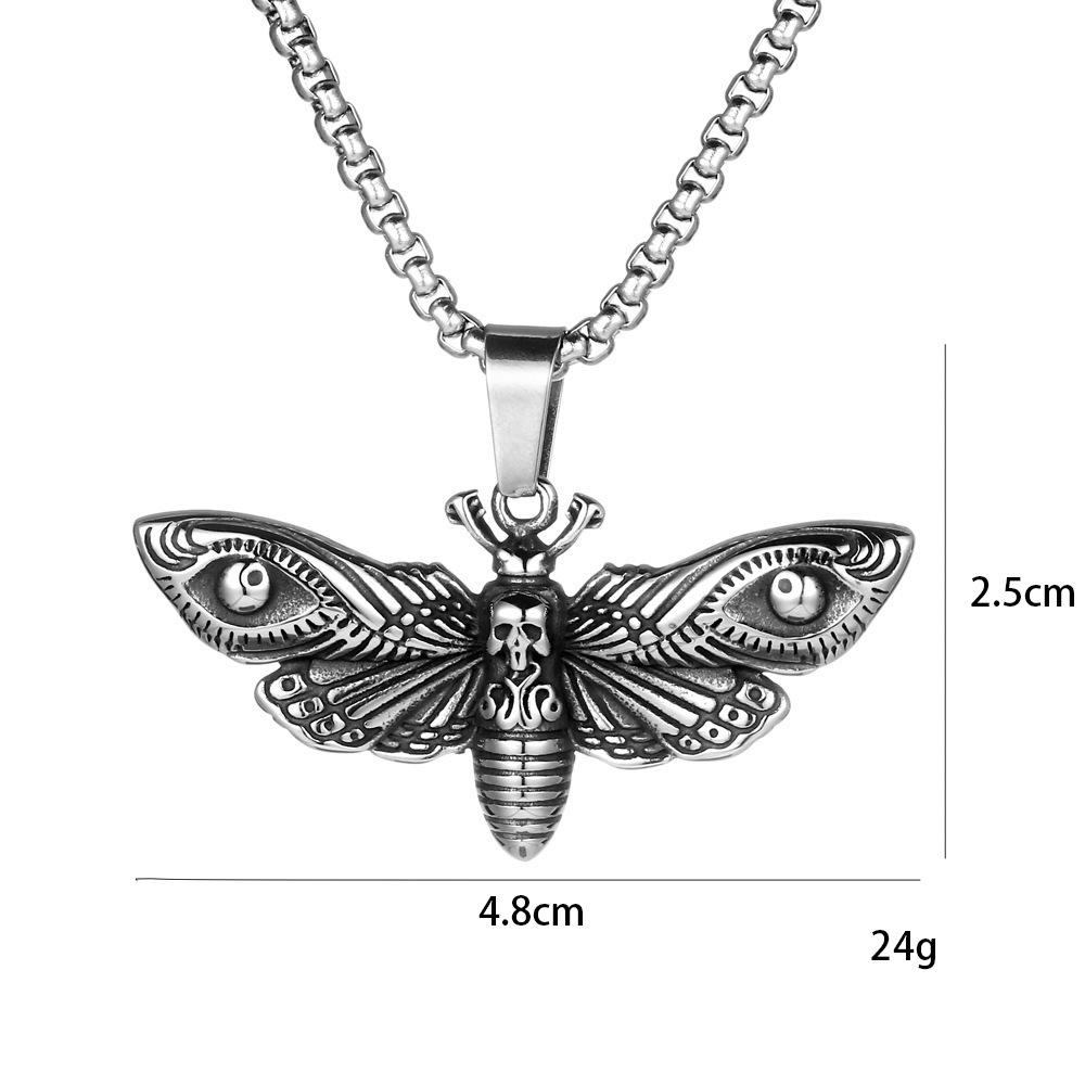 New Skeleton Moth Titanium Steel Necklace Fashion Accessories Men's Hip Hop Necklace