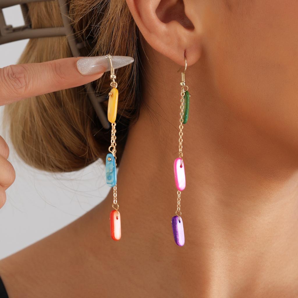 Simple Large Circle Geometric Earrings, Painted Colored Shells, Ethnic Style Exaggerated Earrings