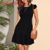 Knit Fabric A Line Dress With Ruffle Sleeves For Summer Beach Vacation