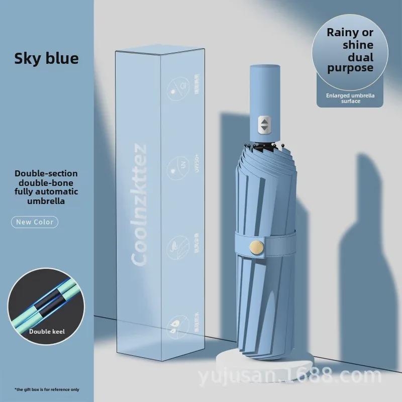 Umbrelă automată bărbătească 72-Bone: Fibre din lemn masiv, protecție UV, logo personalizat