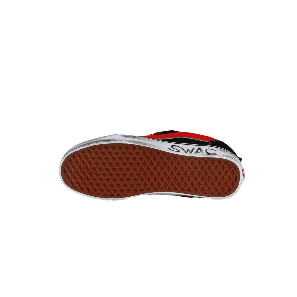 Vans Knu Skool SWAG Stoffummantelung, Verschleißfest Und Rutschfest Niedrig geschnittene Skateboard-Schuhe Unisex Schwarz Rot VN0009QC6BT1(Team368-SWAG)