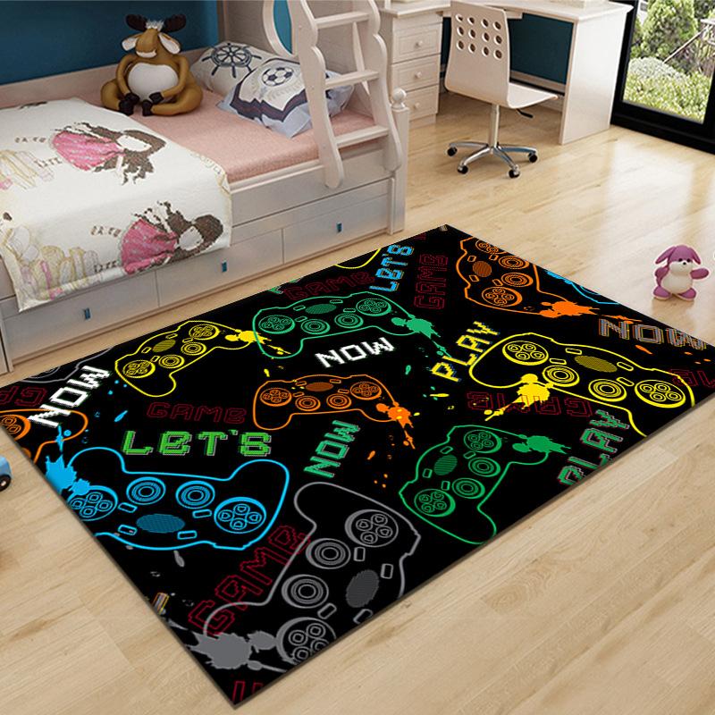 3D Gaming Rug Large Area Carpet for E-sports Room Boys Bedroom Decor Cartoon Gamepad Design Soft Floor Mat