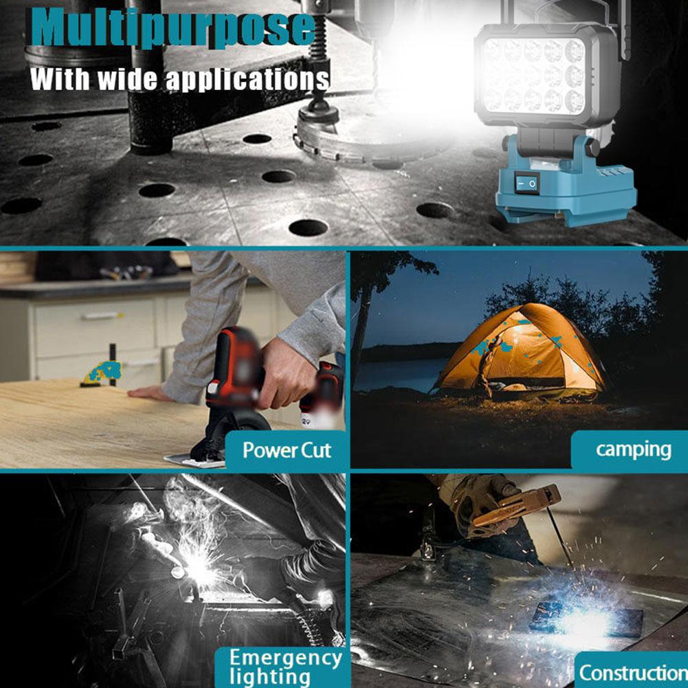 Power Tool Accessories For Makita 18V Battery LED Working Light Emergency Lamp Flashlight Torch Spotlight With Dual USB BL1830