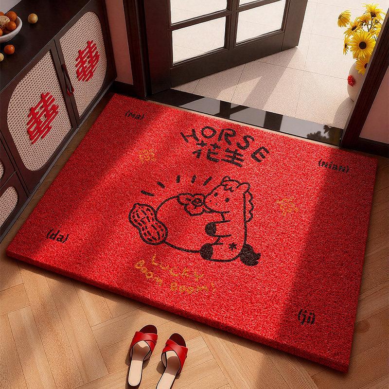 Entrance Door Floor Mat Red Entrance Foot Mat Foyer Home Use Dirt Resistant and Dust Removal Carpet