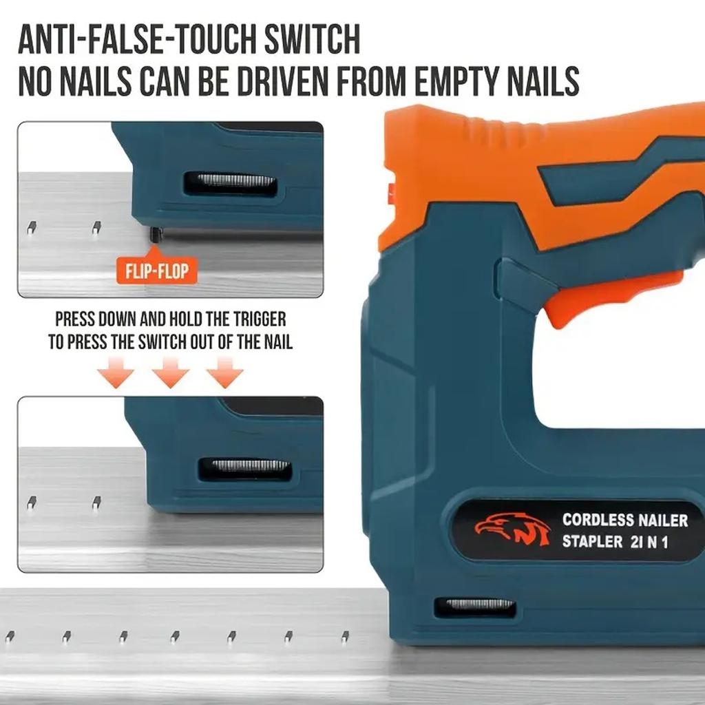 2000mAh Electric Staple Gun Cordless Nailer Stapler USB Charging Portable Battery Powered Nail Gun With 6mm and 10mm Nails