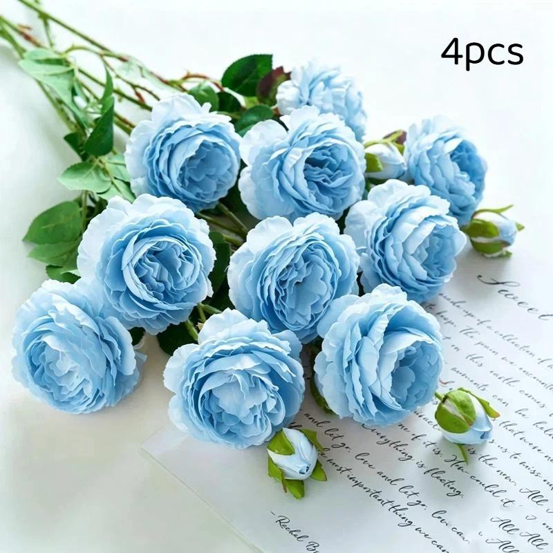 Artificial Silk Peonies Bouquet 4/8Pcs Non-Fade Fake Flowers for Wedding Outdoor Yard Home Party Decoration