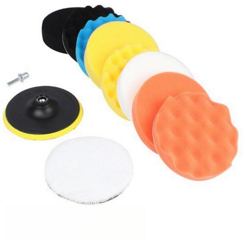 7pcs 3" Car Sponge Polishing Pad Set Polishing Buffer Waxing Adapter Drill Kit for Auto Body Care Headlight Assembly Repair