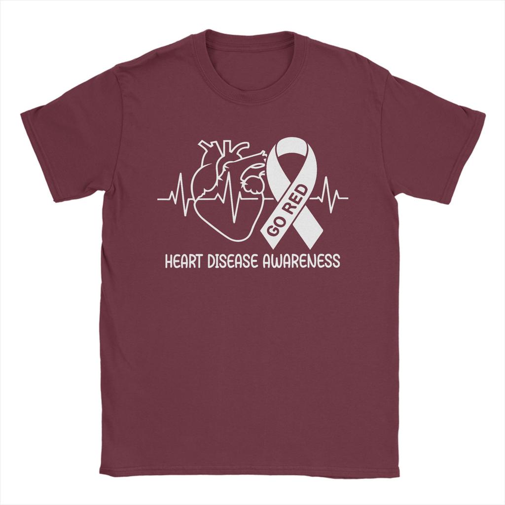Go Red Heart Disease Awareness February Red Ribbon Month T Shirt Summer  Cotton TShirts For Unisex Harajuku Custom Logo Tee Shirt