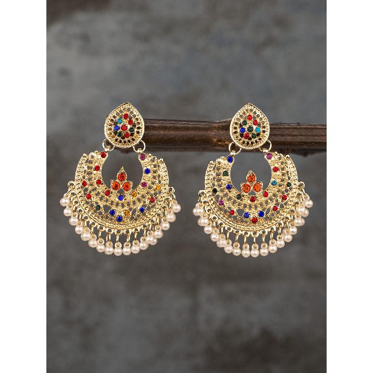 Exaggerated pendant earrings with a niche design, bell earrings, vintage alloy ethnic style jewelry