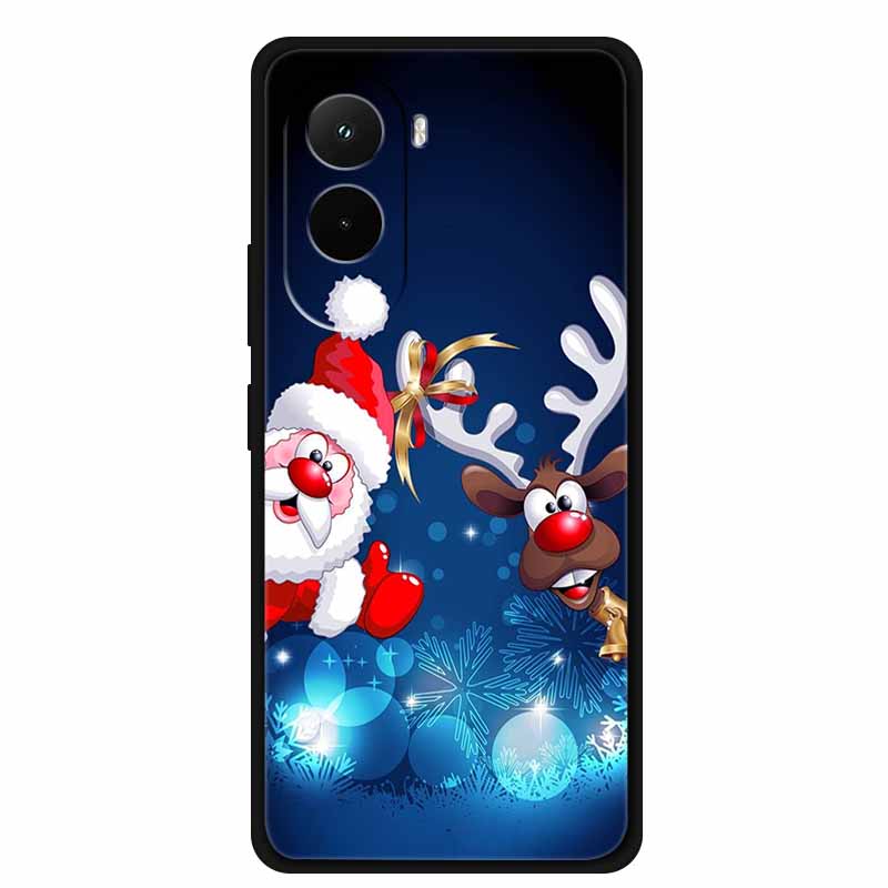 Christmas Phone Case For Poco M7 4G Case Christmas Tree Black Silicone Bumper For Xiaomi Poco M7 4G Cover PocoM7 Cartoon Coque