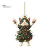 1/2Pcs Christmas Pendant Ornament Xmas Ball Decor Cat Shape Festive Hanging Decoration with Lanyard Christmas Gift