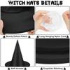12 Pack Hanging Witch Hats Halloween Decorations Black Polyester Nylon Cord No Electricity Outdoor Home Yard Decor
