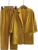 European Cotton Linen Women's Suit: Loose Blazer & High-Waisted Pants Set