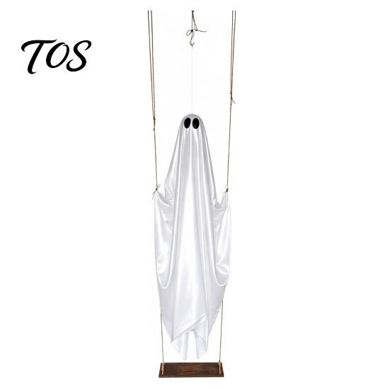 Hanging Ghost Decor Swinging Halloween Decoration, LED Light Up Large Spooky Tree with Remote Control for Outside Garden Yard Porch Tree, Front