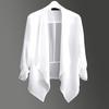 Women Cardigan Blazer Solid Color Long Sleeve Open Stitch Lapel Formal Business OL Commute Style Soft Breathable Thin Lady Coat