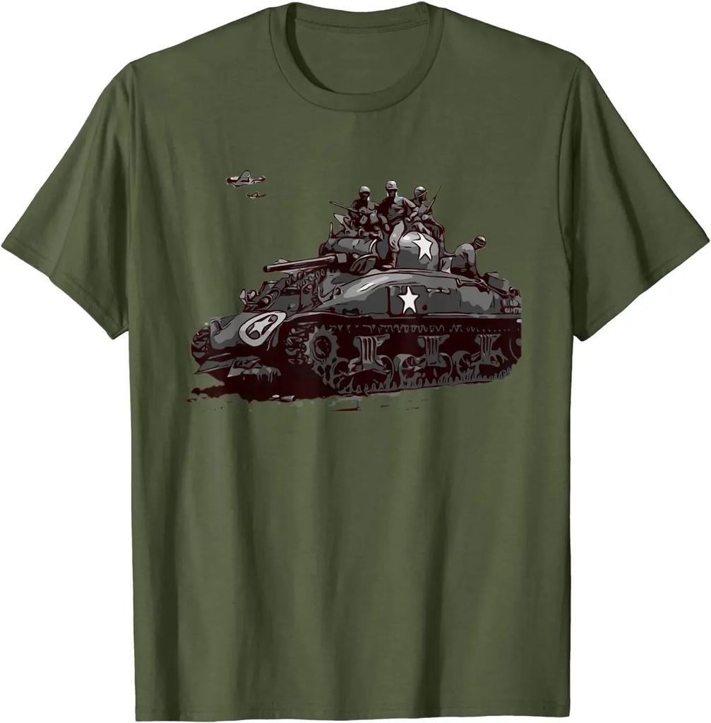 M4 Sherman Medium Tank WW2 Armored Men TShirt Short  Casual 100 COTTON  ONeck  Men Clothing