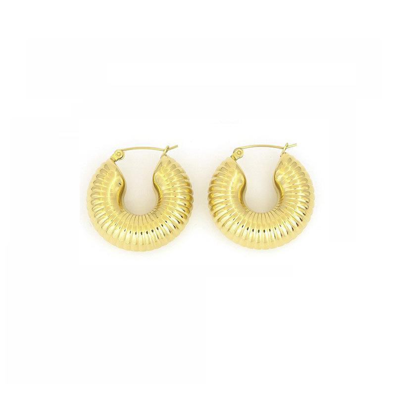 Vintage Gold Circle Screw Thread Hoop Earrings for Women, Minimalist Textured Ear Cuffs, Dainty Small Hoops, Trendy Jewelry Gift