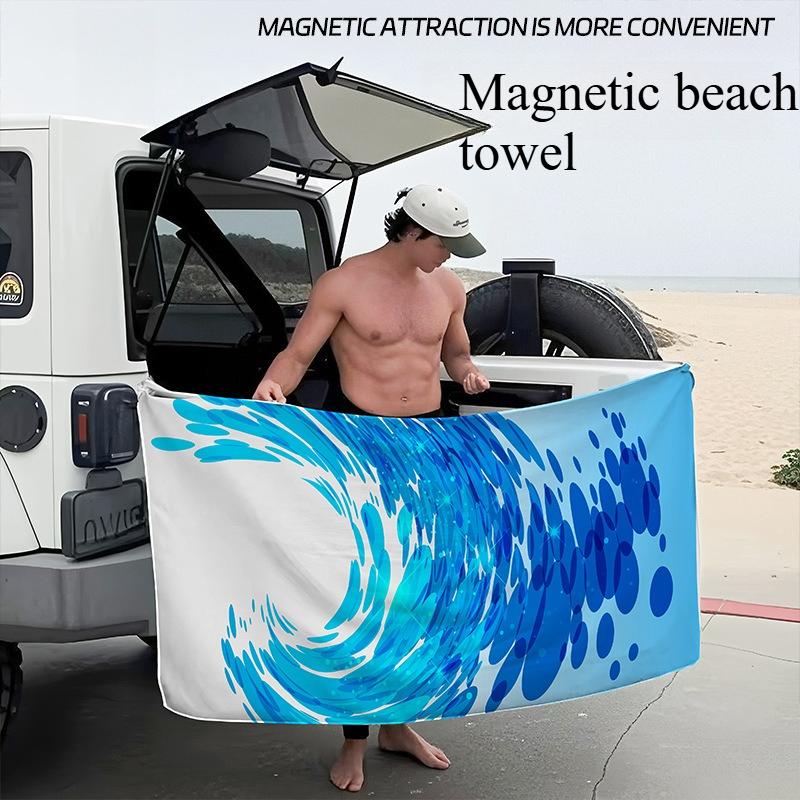 2025 2 Stück Schnelltrocknendes Übergroßes Magnetisches Outdoor-Handtuch zum Schwimmen Strand Umkleiden Abdecken Bedrucktes Magnetisches Handtuch