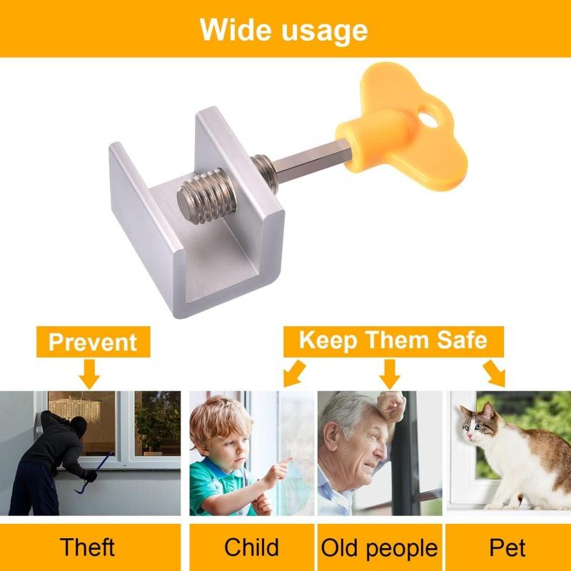10-1Pc Window Lock Stopper Aluminum Alloy Sliding Window Anti-theft Lock Window Sliding Door Baby Kids Child Safety Doors Lock