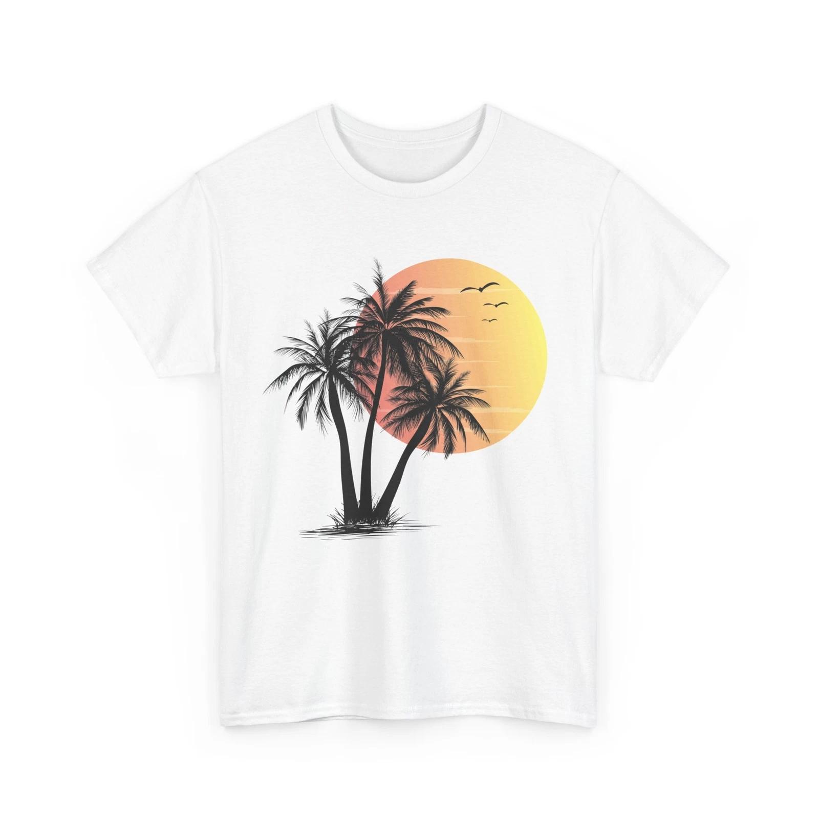 Palm Trees Shirt, Beach Lovers Summer Vacation Sunset Women Men T-shirt XL