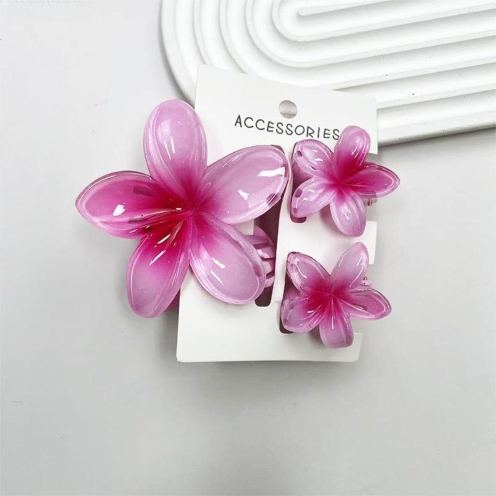 

3Pcs/Set Gradient Hawaiian Flower Hair Clip Acrylic Ponytail Clip Colorful Hairpin Summer рожевий