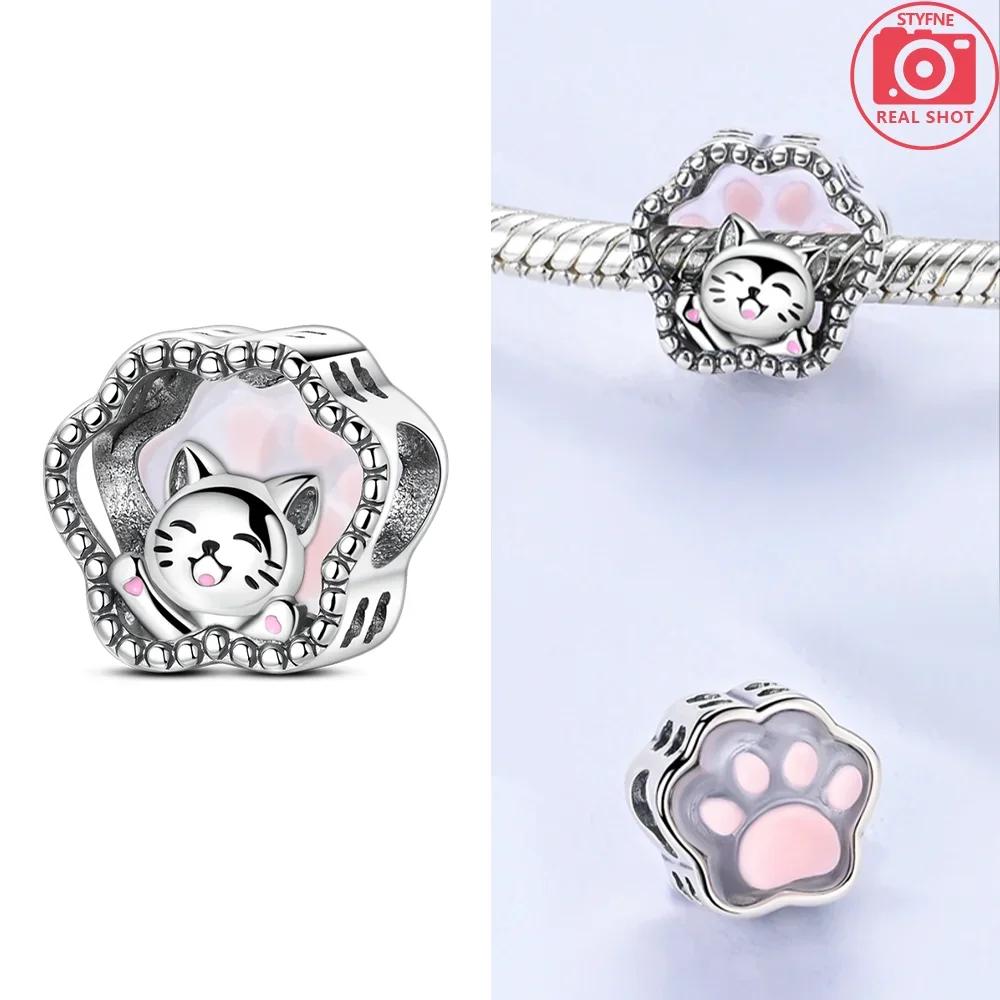 Original Butterfly Red Crab Crayfish Heart Blue Zircon Charm Beads Fit Braceletcopper Women Diy Fine Gift Jewelry Necklace