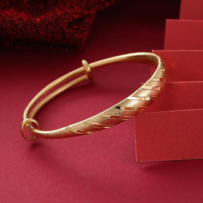Gold-Plated Starry Dragon & Phoenix Push-Pull Women's Bangle - Non-Fading, High-End Jewelry