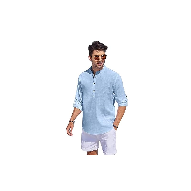 Bellstone Men' Cotton Blend Solid Regular Fit Kurta (Kurta1500_Single_Sky Blue_Xl