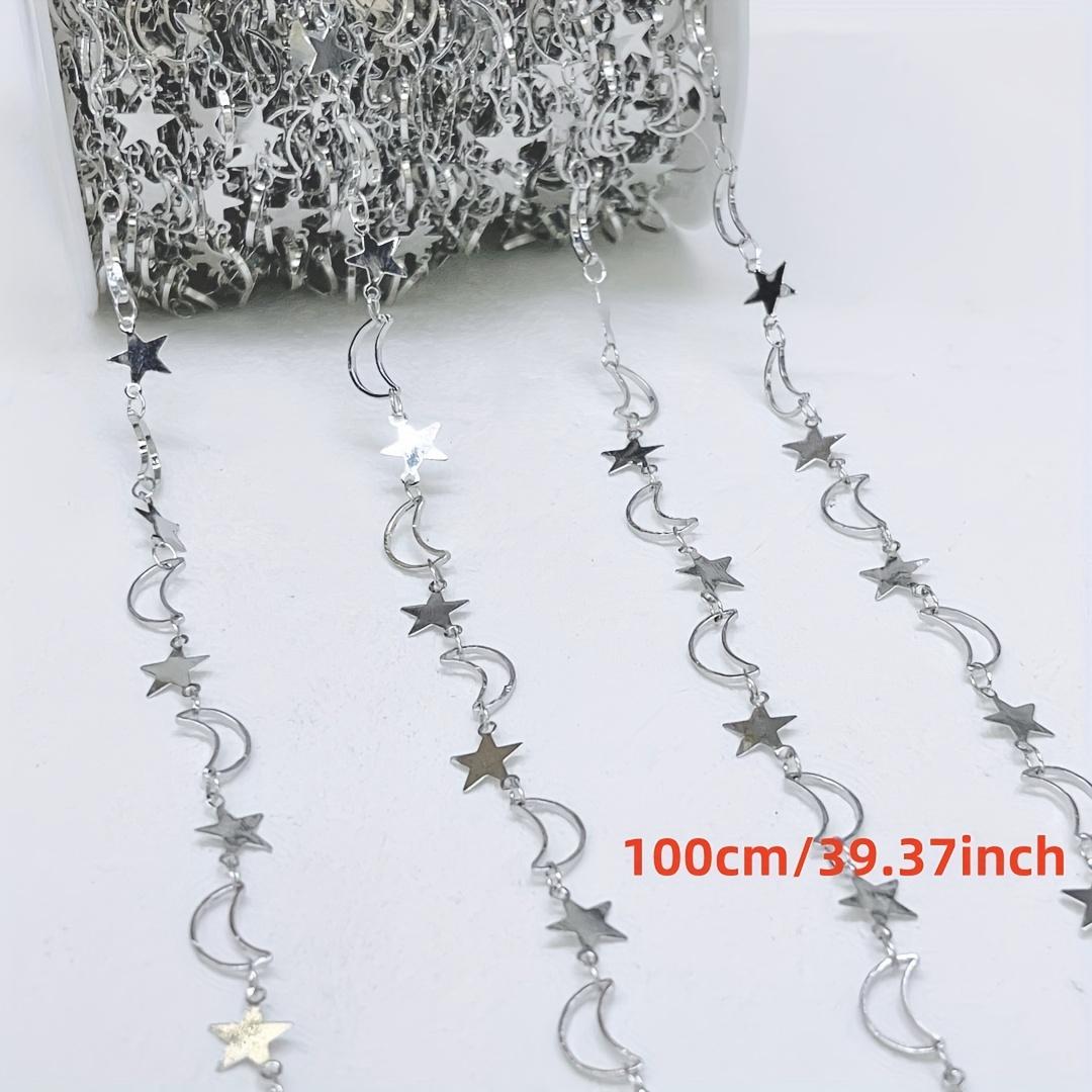 

100cm Galactic Beauty, Chic Moon & Star Copper Bead Chain, - Perfect for DIY Necklaces & Bracelets, Ideal Gift for Women