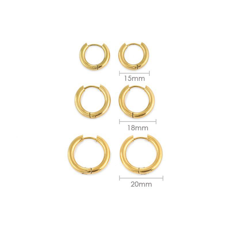 St.delan Gold-Plated Stainless Steel Hoop Earrings Unisex Jewelry