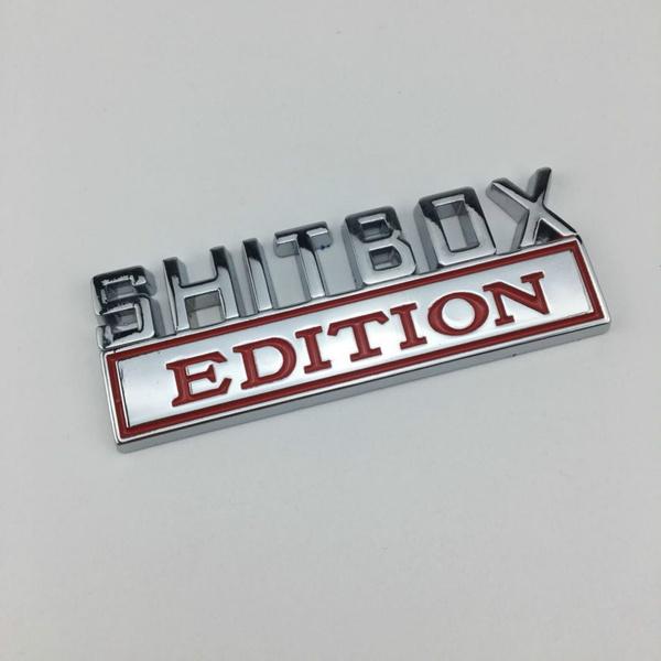 1 szt. NOWA EDYCJA SHITBOX Logo Chromowana Emblemat Odznaki Naklejka Kalkomania Samochodowa