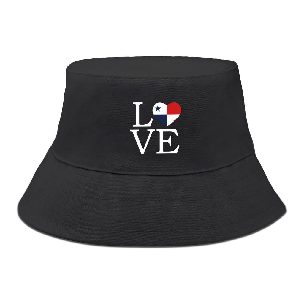LOVE" Panama Flag Print Bucket Hat , Patriotic Men's Hat Reversible Fashion Beach Fishing Cap