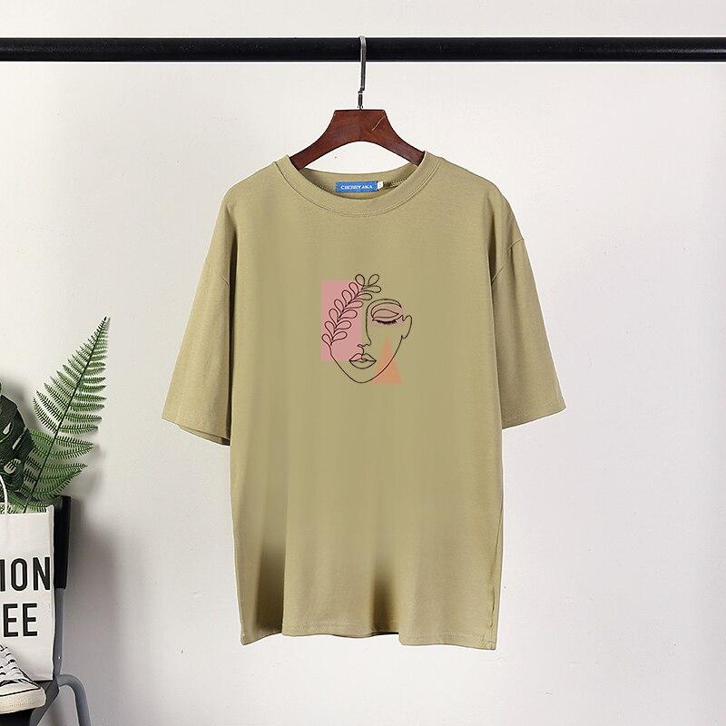 Léto Ženy Trička s krátkým rukávem Grafika Vintage Estetický Oversized Měkká trička Bavlna Volné topy Dámské oblečení