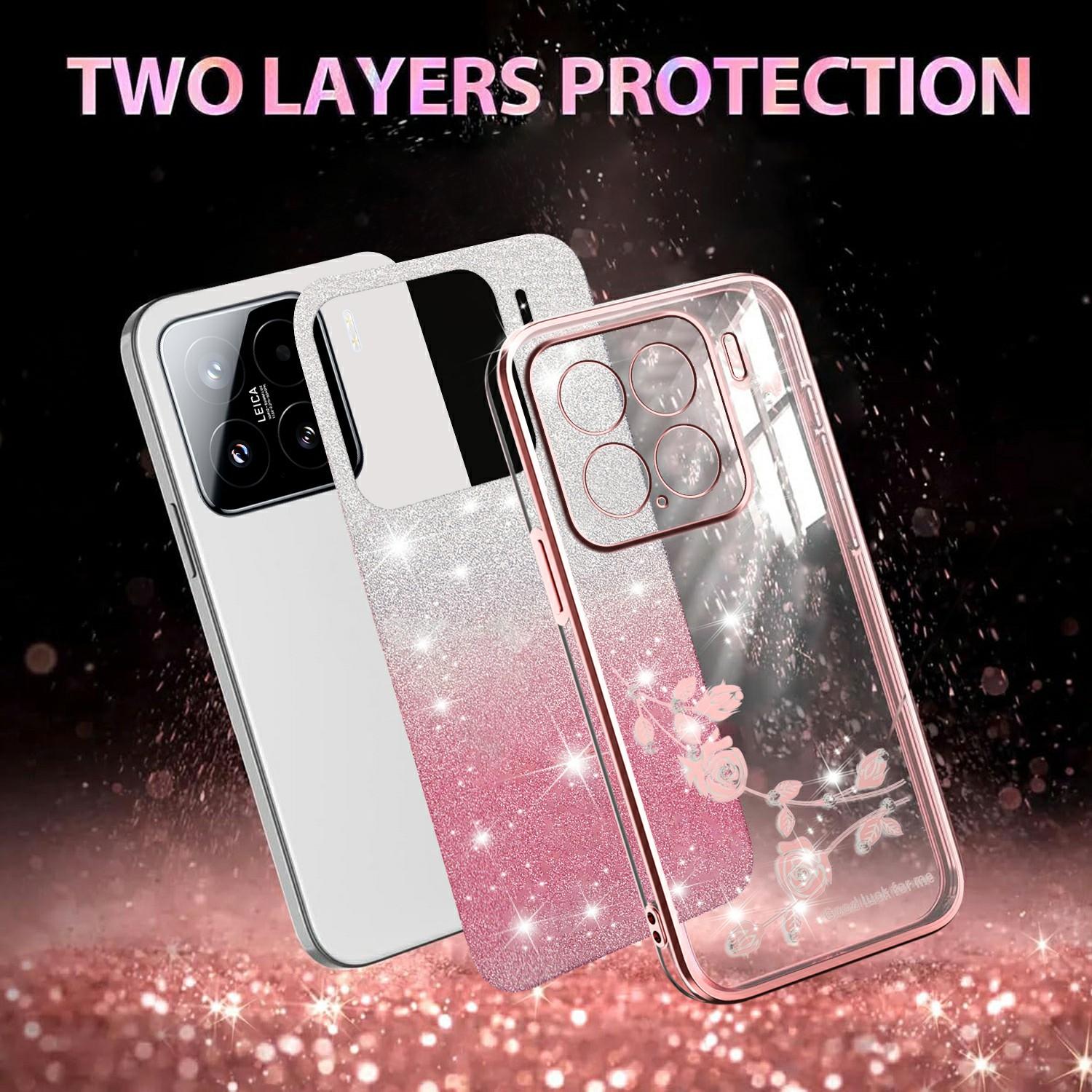 

For Xiaomi 15 Case Flower TPU Flexible Gradient Phone Cover Purple