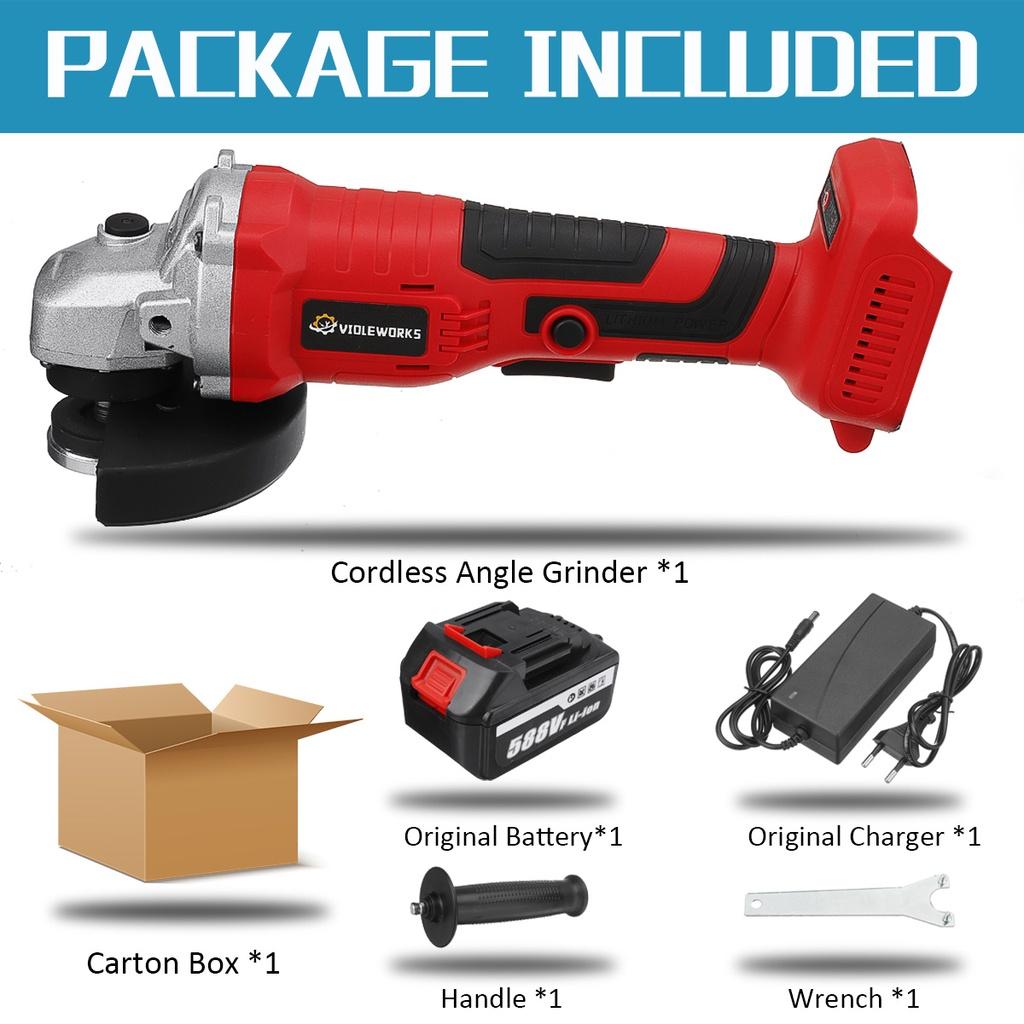 

588 В 125 мм Бесщеточная электрическая угловая шлифовальная машина с 2 шт. аккумулятором 22980 мАч Аккумуляторная беспроводная шлифовальная машина для Makita 1xBatteryCartonBox