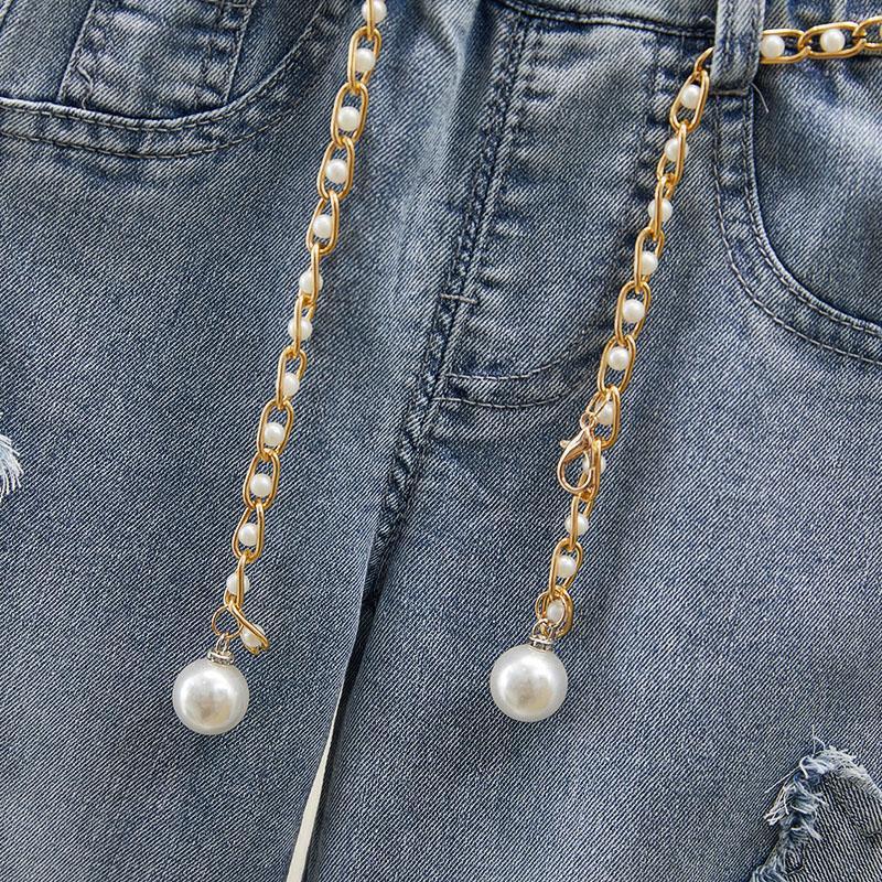 2025 Spring/Autumn Toddler Girls' Wide-Leg Loose Jeans with Frayed Hem, Korean Style