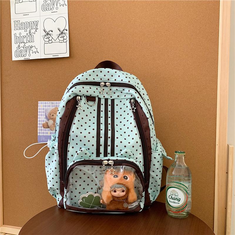 Schoolbag Polka Dot Student Schoolbag Large Capacity Transparent Pain Bag Commuter Leisure Student Schoolbag Two-dimensional Transparent Pain Bag