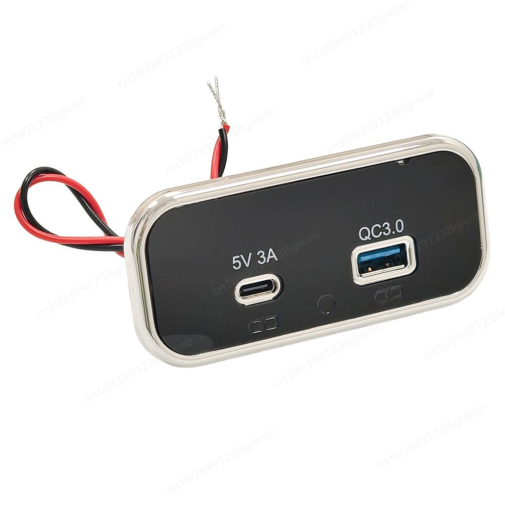 12V RV USB Outlet PD3.0 Type-C,USB-C 5V 3.1A,QC3.0 USB-A Port Panel Wall Car USB Socket Charger Adapter for Marine Bus ATV Truck