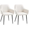 Dining Room Chairs Scandinavian Design Visitor Chairs Set Of 2 Chairs Tapered Black Metal Legs Ergonomic Seat Backrest Armrests Beige Linen