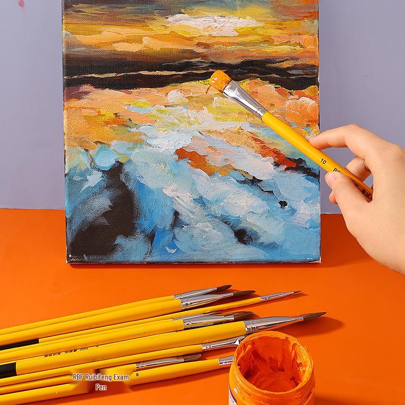 Pinceles para Pintura Gouache y Óleo RuiBiFang: Mango de abedul, Pelo de lobo, Acrílico y Pinceles de examen