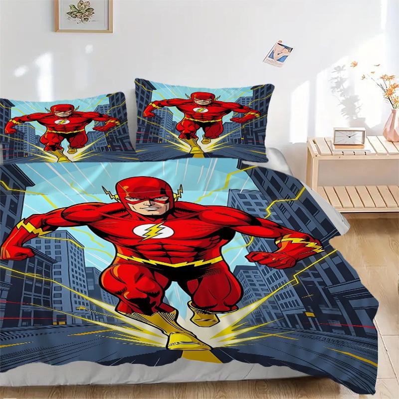 

3pcs Flash superhero Duvet Cover Set (1 Duvet Cover + 2 Pillowcases, No Core) - Comfortable, And Breathable Bedroom Decoration yy251104002 135x200cm