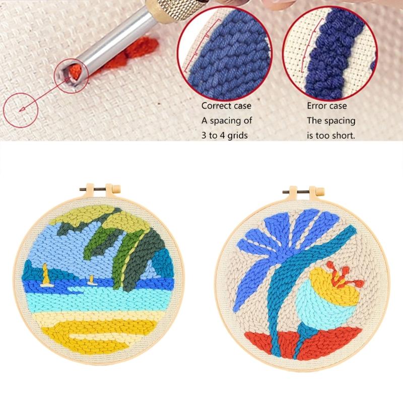 Beginner Friendly Punch Needle Embroidery Set With Thick Yarn Craft Set for Home Decoration and Relaxation
