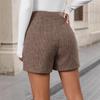 Womens High Waist Plaid Tweed Casual Shorts