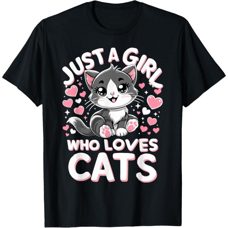 Just A Girl Who Loves Cats Cute Cat T-Shirt XXXXXL чёрный