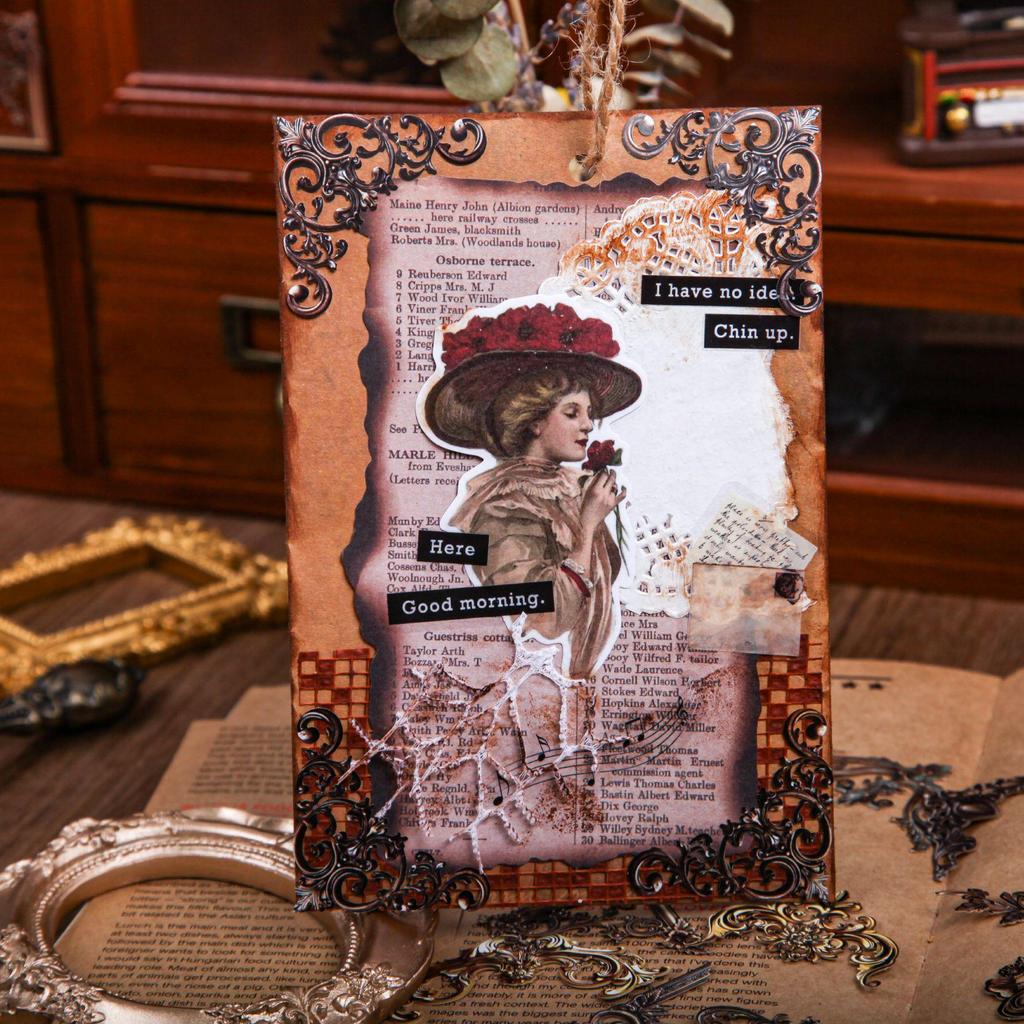 Retro Story Corner Baroque Series Journal Stickers - 24 Sheets, 4 Designs