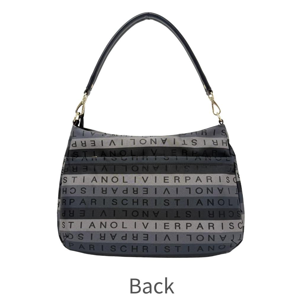 Christian Olivier 7702G 2-Way Shoulder Bag, Gradient Jacquard Weave, Lightweight, Water-Repellent (Black)