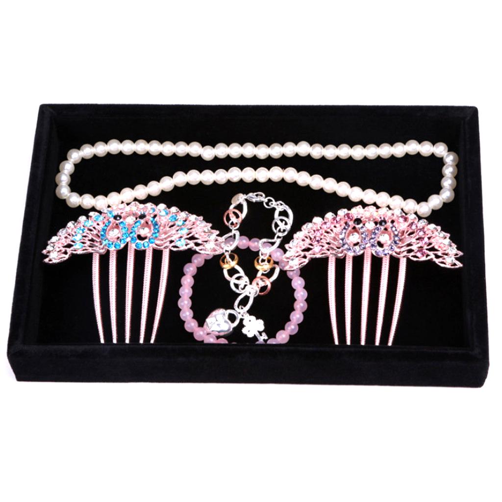 2 Pieces Velvet Necklace Bracelet Earring Anklet Jewelry Display Tray Case