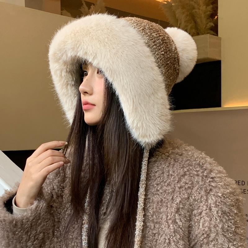 New Winter Warm Ear Protection Lei Feng Hat Women's Cold and Windproof Fleece Thickened Wool Hat