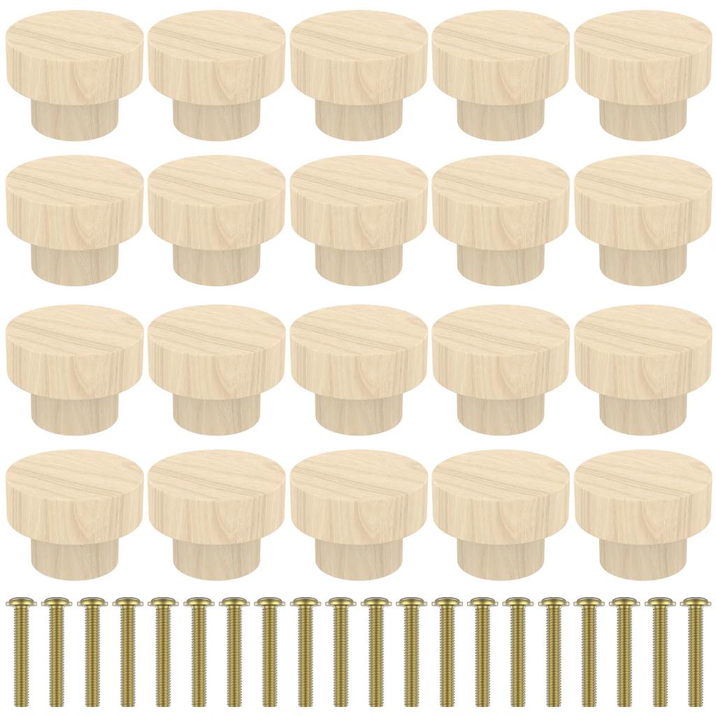 Set da 20 Maniglie per Cassetti in Legno Maniglie Piatte Rotonde da 35mm per Mobili, Ante di Armadi, Cassetti Ferramenta per Armadi